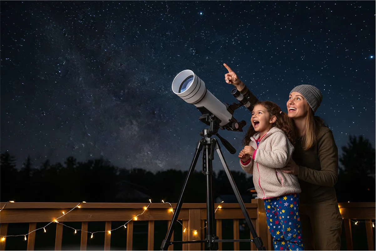 Telescope with 70mm Lens, Tripod & Smartphone Adapter for Stargazing - Image 2