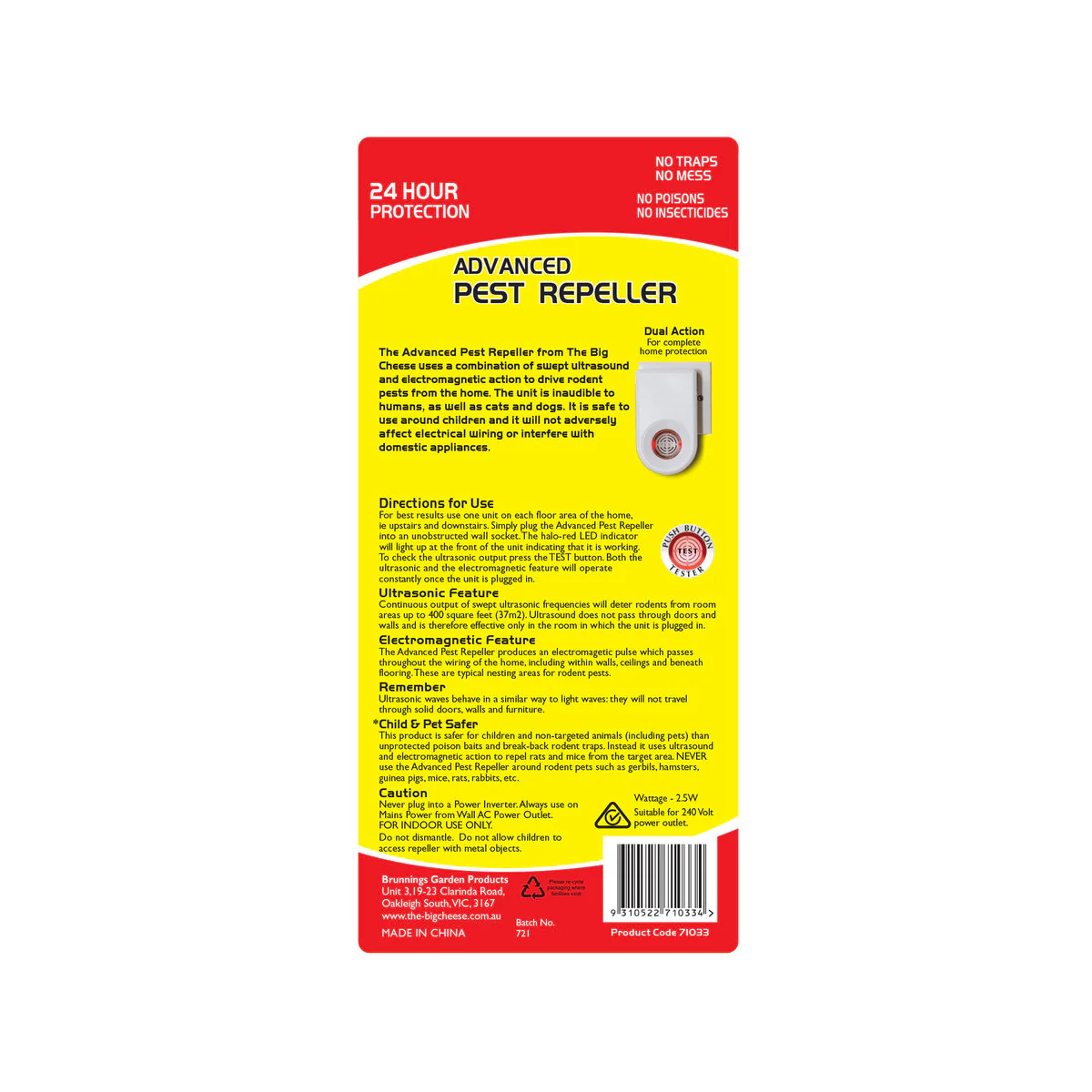 The Big Cheese Advanced Pest Repeller - 135mm x 74mm - Cardboard - Indoor Use - Image 3