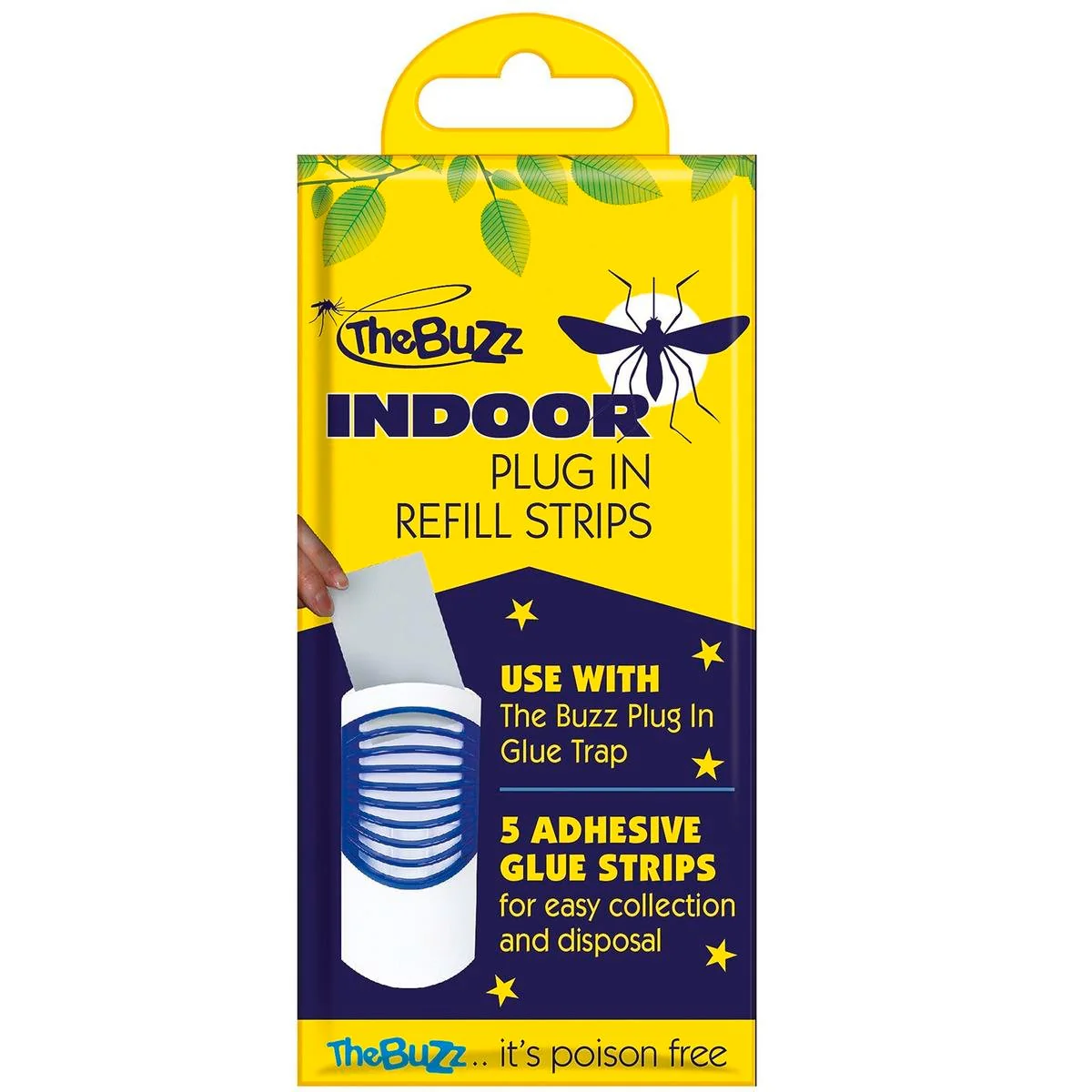 The Buzz Indoor Plug In Refill Strips - 5 Pack Adhesive Sheets - Poison Free
