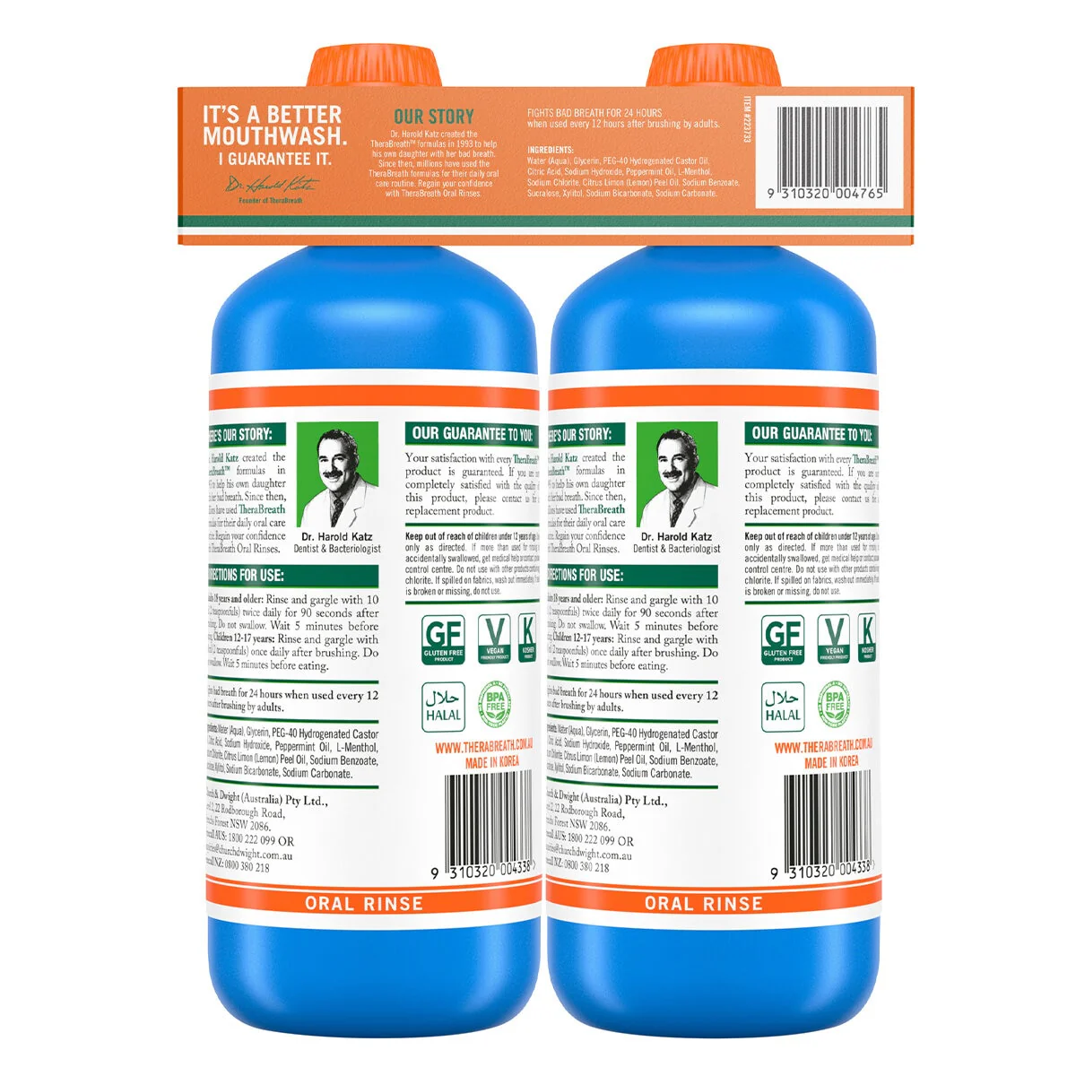Therabreath Icy Mint Alcohol-Free Oral Rinse Capacity 2 x 1 Litre - Image 2