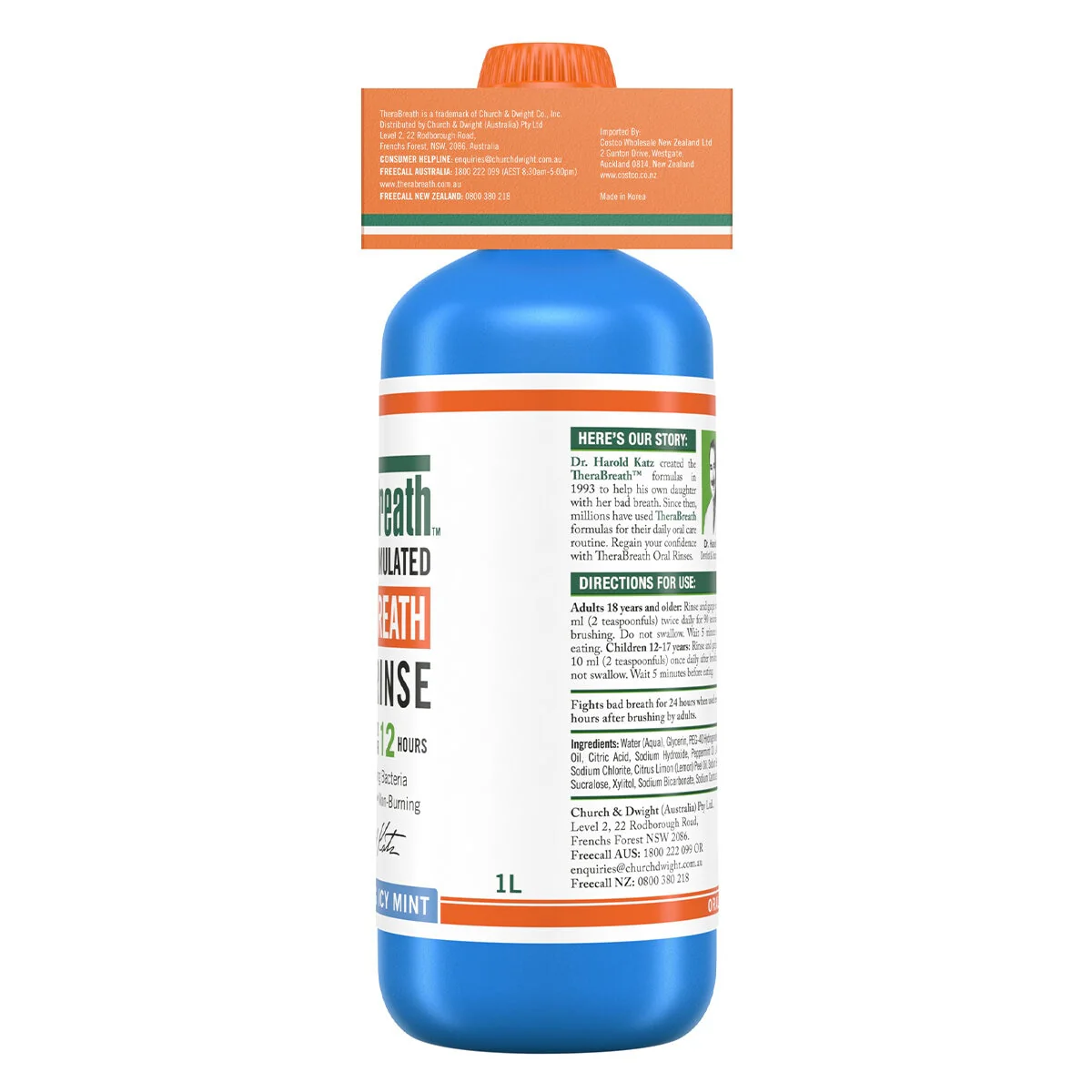 Therabreath Icy Mint Alcohol-Free Oral Rinse Capacity 2 x 1 Litre - Image 3