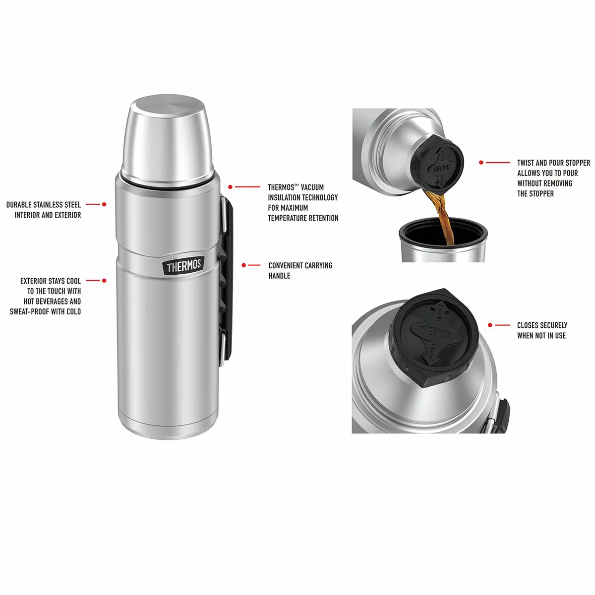 Thermos Stainless King Vacuum Insulated Flask 1.2L - Stainless Steel - Image 5