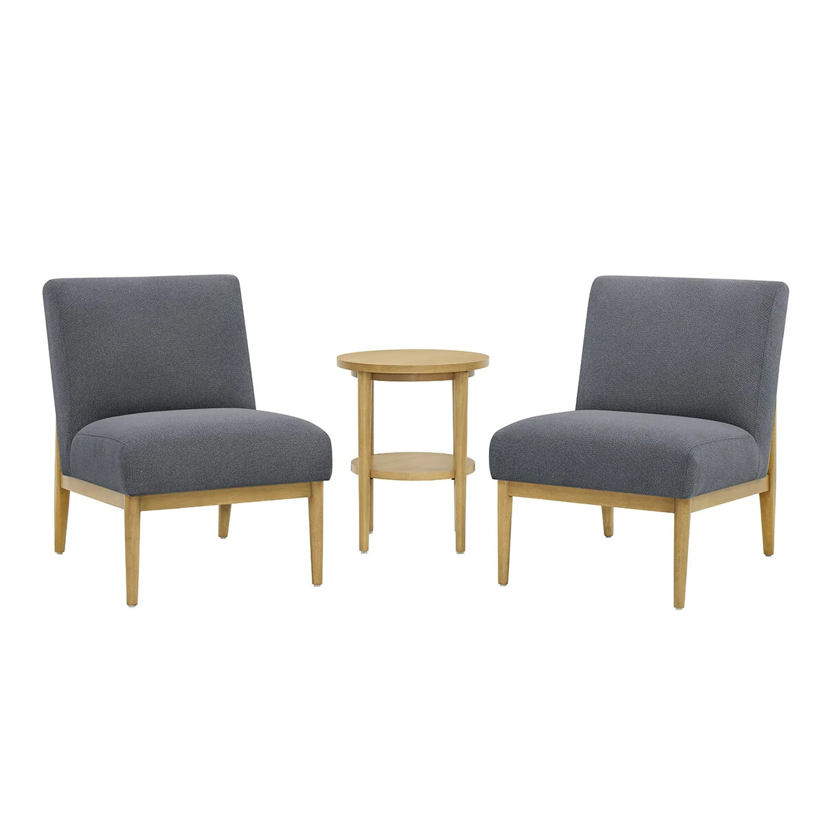 Thomasville 3 Piece Fabric Chair and Accent Table Set Durable Dark Grey - Image 14