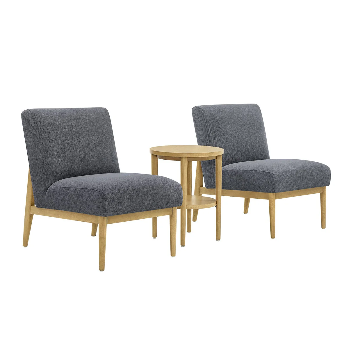 Thomasville 3 Piece Fabric Chair and Accent Table Set Durable Dark Grey - Image 15