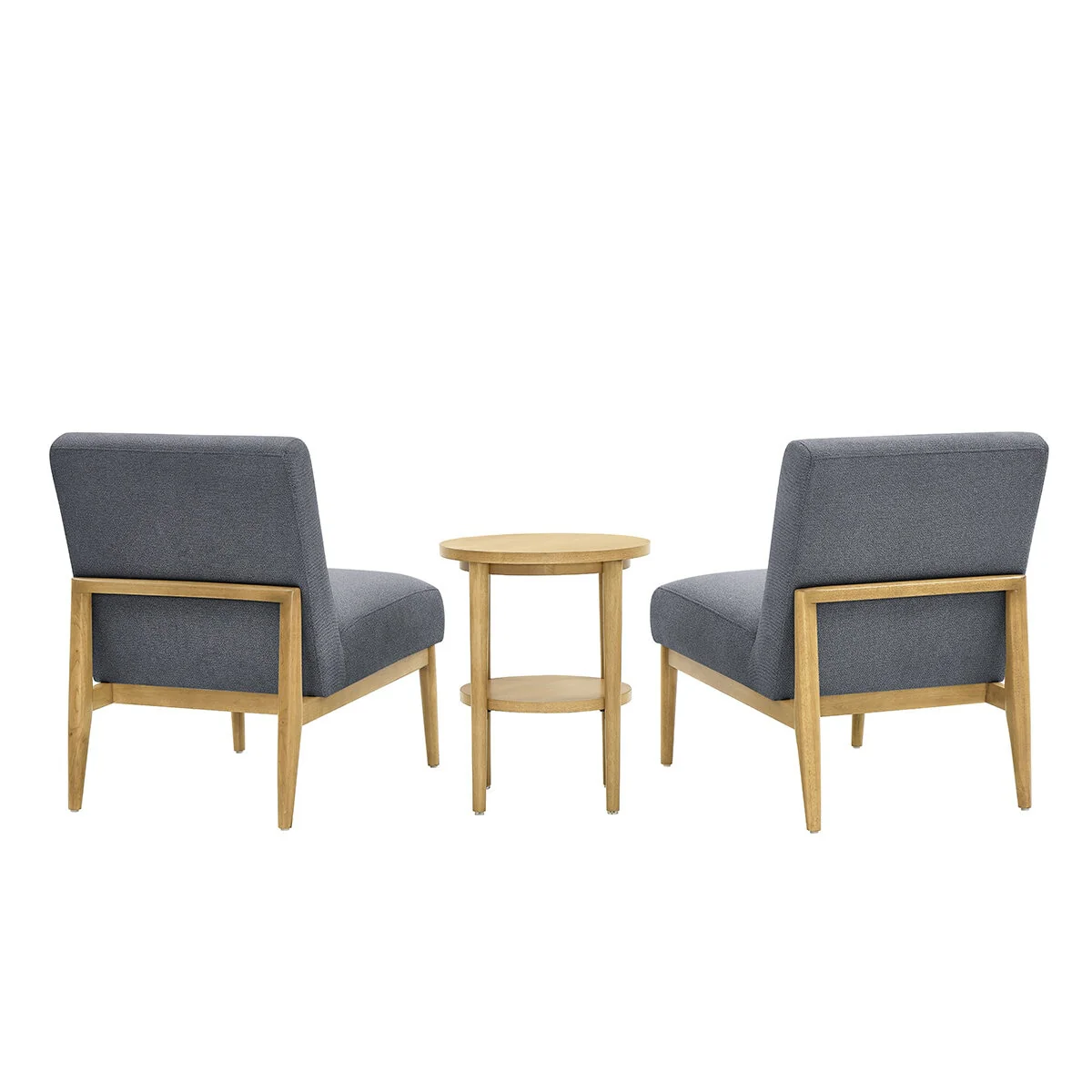 Thomasville 3 Piece Fabric Chair and Accent Table Set Durable Dark Grey - Image 16
