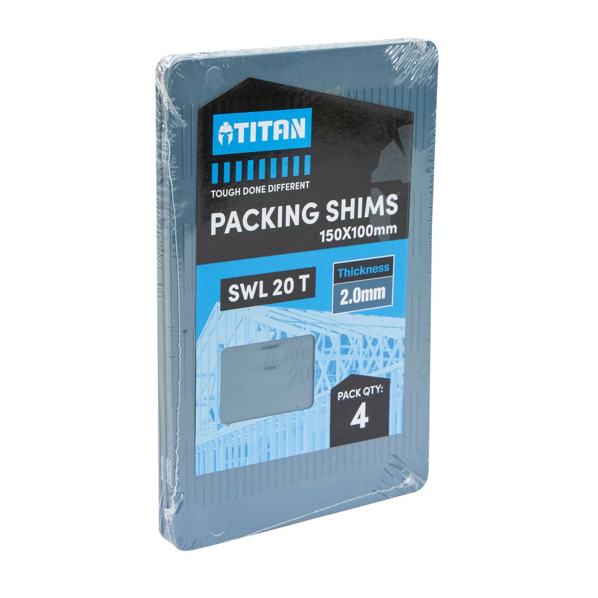 Titan 4 Piece Blue Shim Packing - 2 x 150 x 100 mm - Heavy-Duty, No-Slip - Image 2