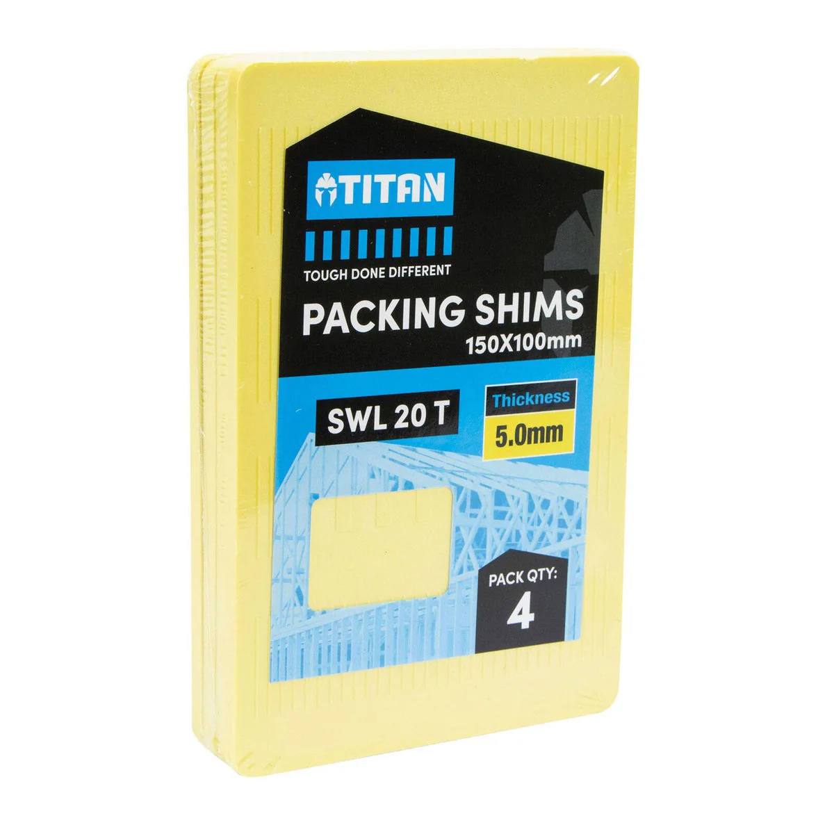 Titan 4 Piece Yellow Shim Packing - 5 x 150 x 100 mm - Heavy-Duty Support - Image 2