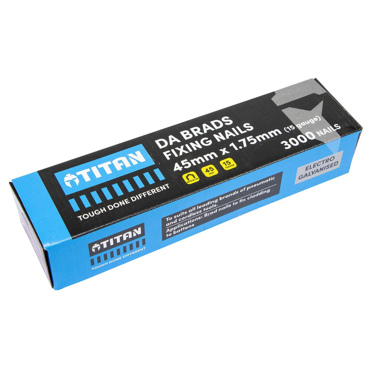 Titan 45mm Electro Galvanised 34° Angled Collated Nail Da Brads Pack 3000 - 15 Gauge - Precision Fastening - Image 2
