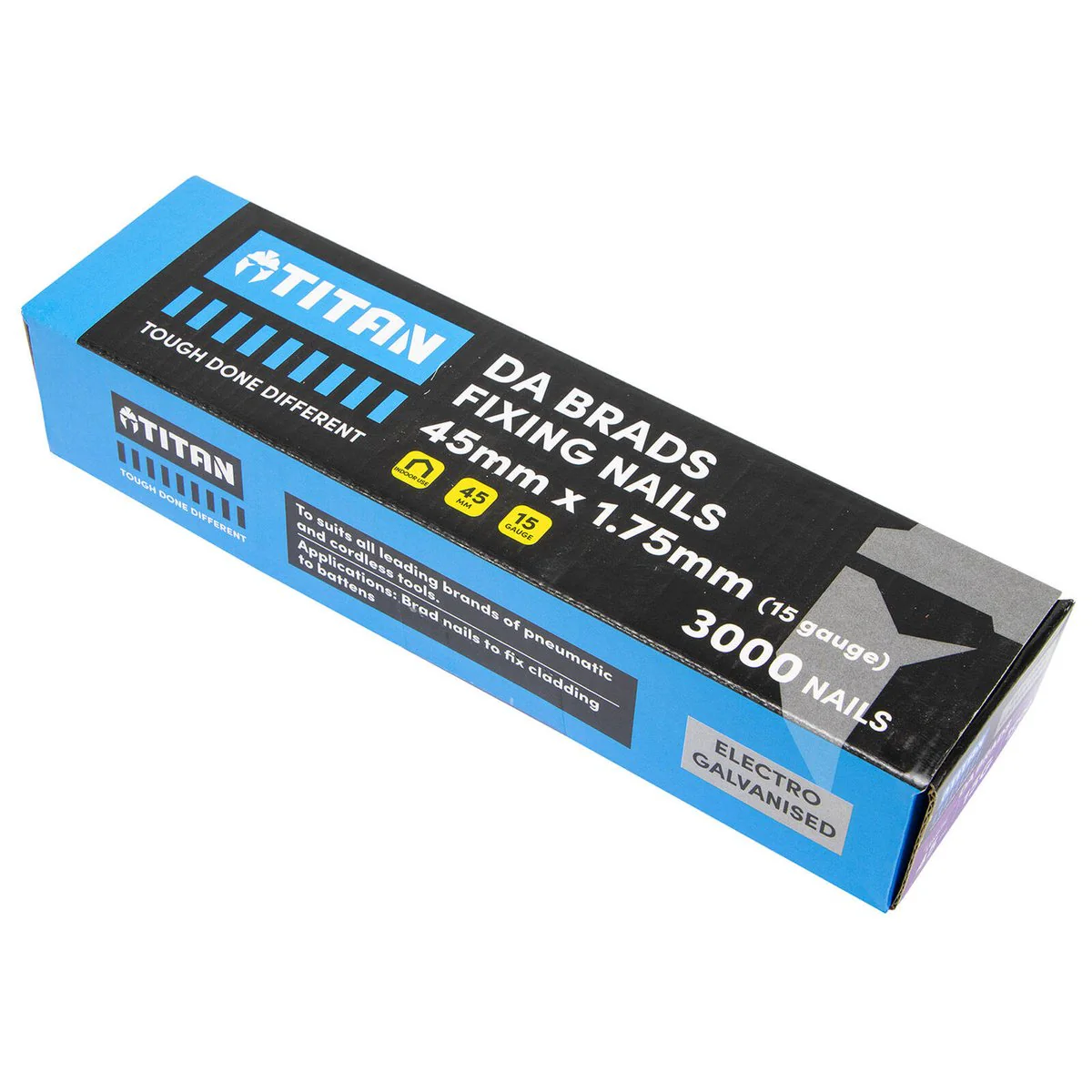 Titan 45mm Electro Galvanised 34° Angled Collated Nail Da Brads Pack 3000 - 15 Gauge - Precision Fastening - Image 3