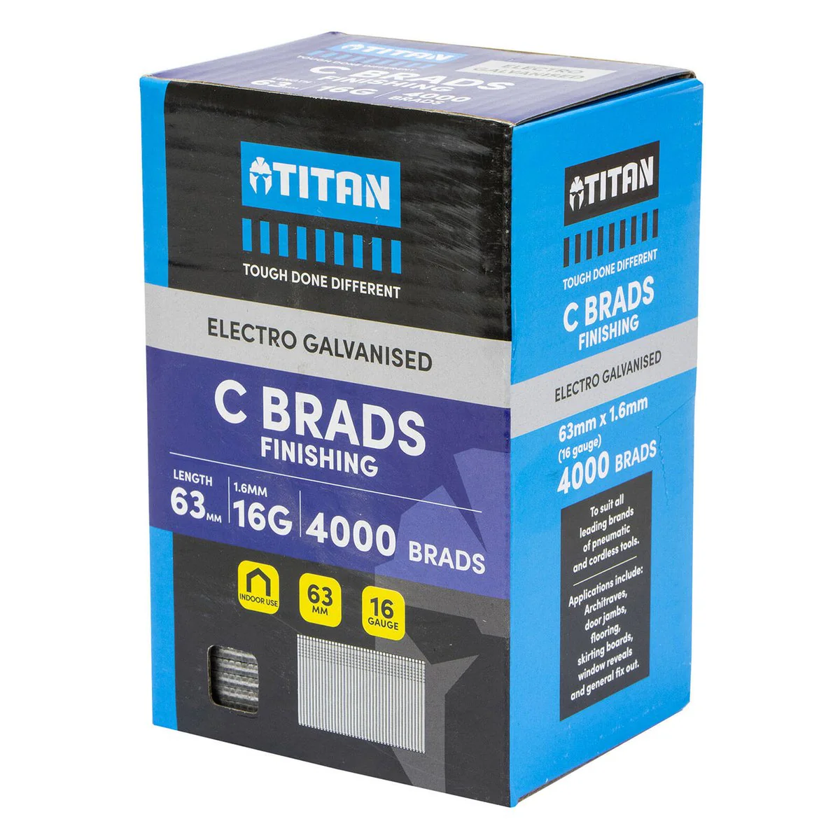 Titan 63mm Electro Galvanised Straight Collated Nail C Brads Pack 4000 - 16 Gauge - Durable - Chisel Point Design - Image 3