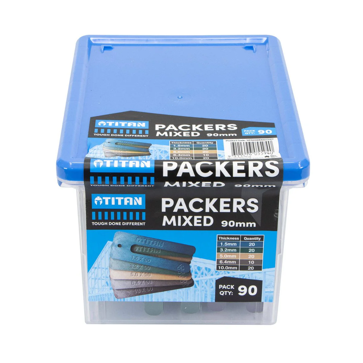 Titan 90mm Mixed Window Packers - 90 Pieces - Durable Plastic - Leveling Solutions