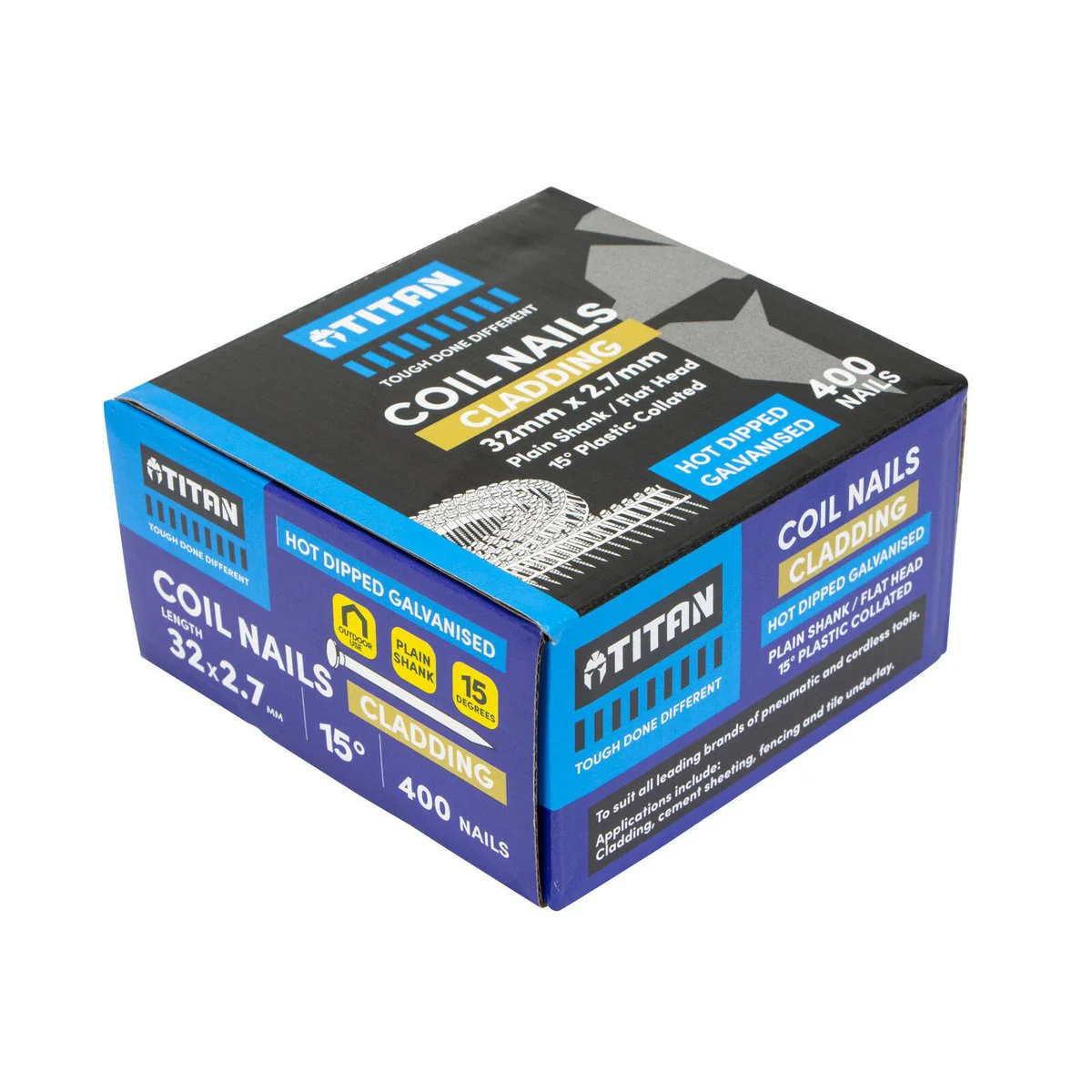 Titan Collated Coil Nail 32 x 2.7mm - Hot Dipped Galvanised - 400 Pack - Image 2