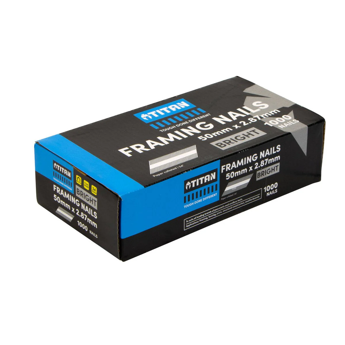 Titan Collated Framing Nails - 50 x 2.87mm - Box of 1000 - Bright Steel - Image 2
