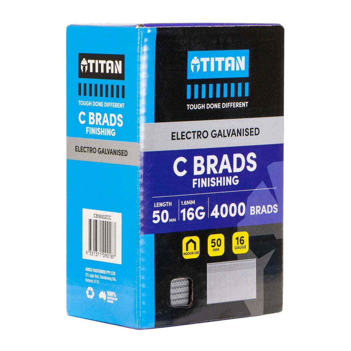 Titan Electro Galvanised Straight Collated Nail C Brads 50 x 1.6mm - 4000 Pack - Chisel Point - Corrosion Resistant - Image 2