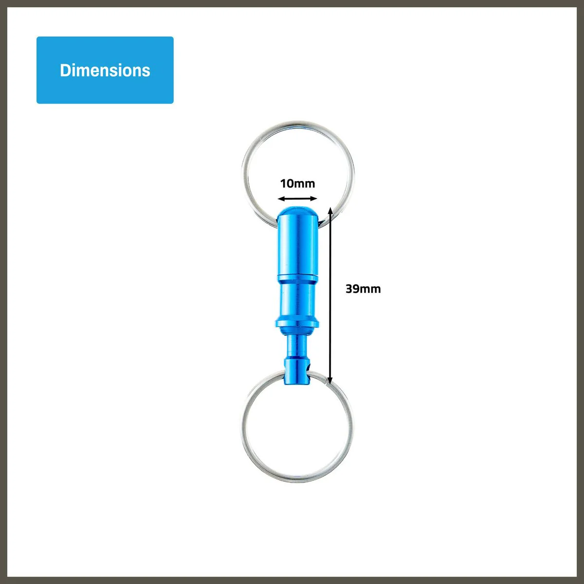 Titanium Aluminium Trigger Release Key Holder - 2 Steel Key Rings - 10mm x 39mm x 39mm - Image 3