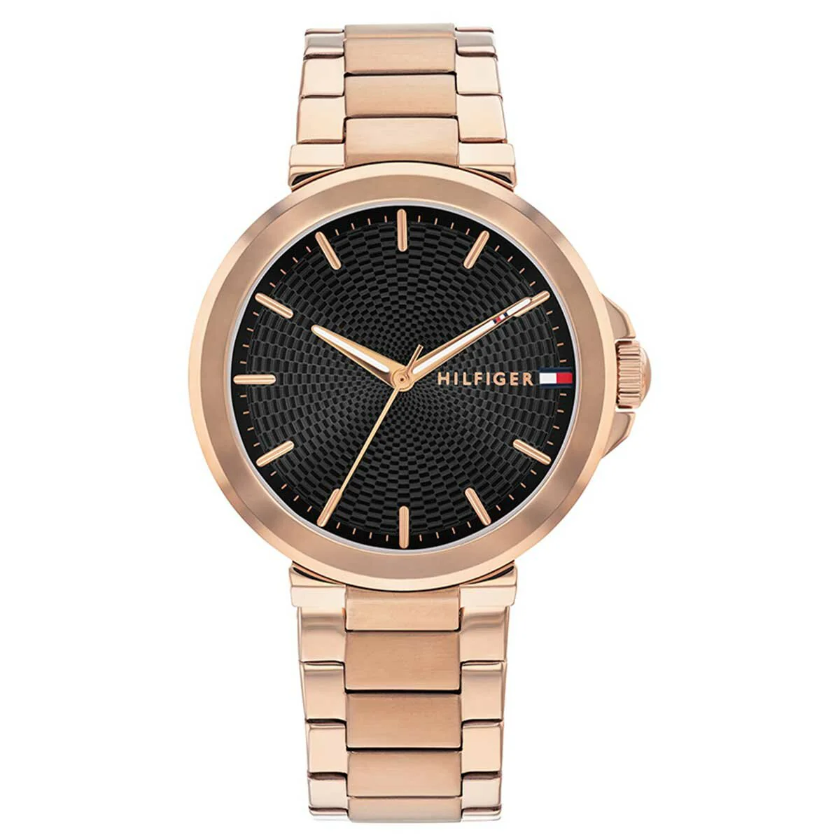 Tommy Hilfiger Lori Rose Gold Stainless Steel Black Dial Quartz Watch - Image 2