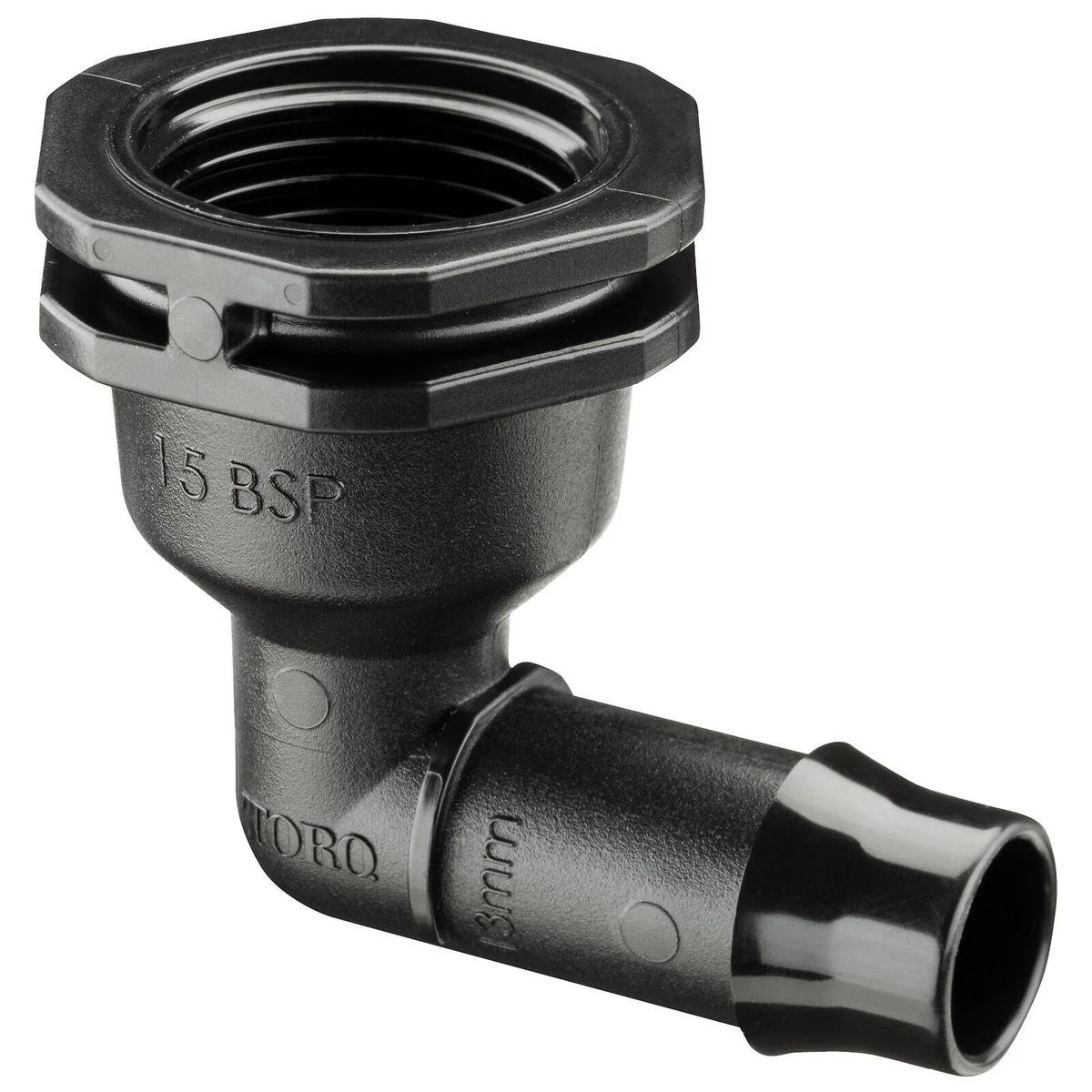 Toro Barbed Female Threaded Elbow - 13 x 15mm - Black - Single - Irrigation