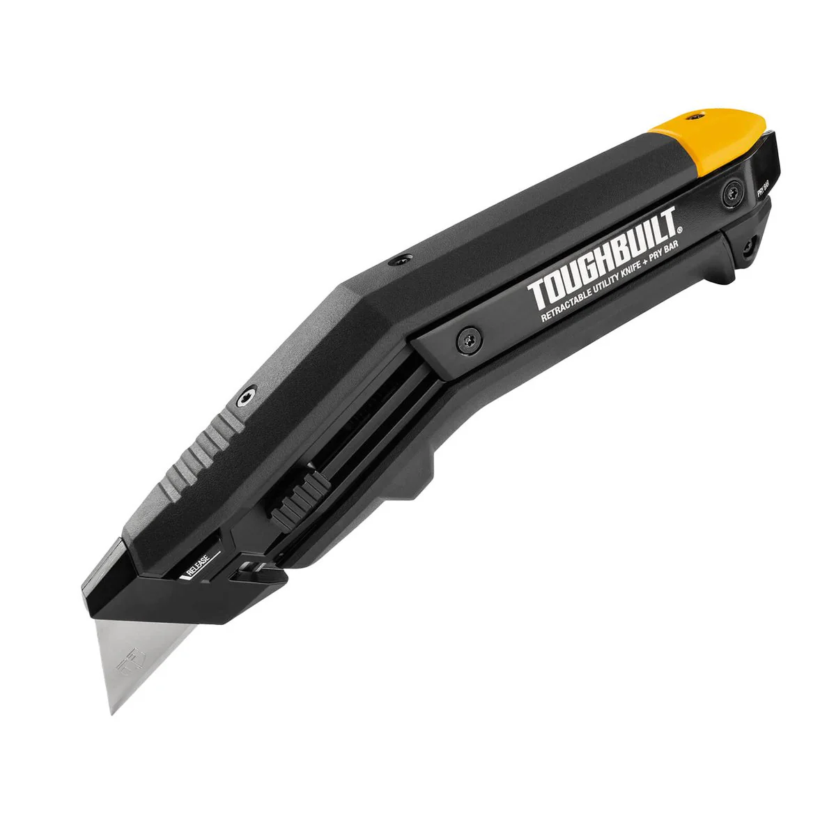 Toughbuilt Angled Utility Knife with Pry Bar - 5 Blades - 169mm x 46mm x 26mm - Ergonomic Handle - Versatile Cutting Tool