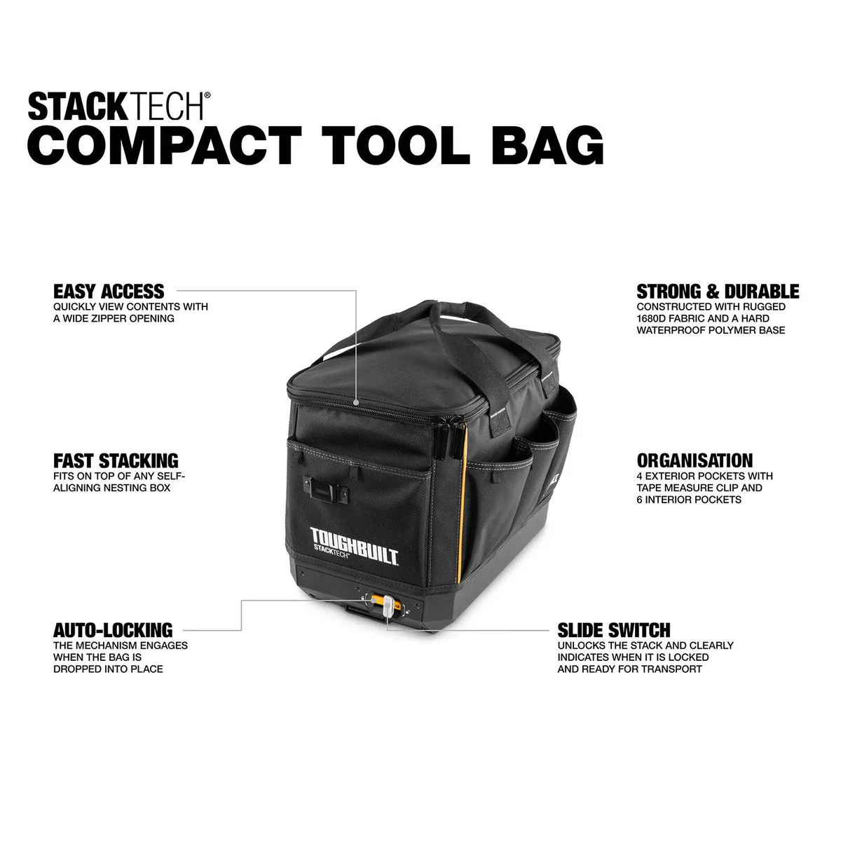 Toughbuilt Stacktech Tool Bag - 310mm x 340mm x 440mm - Durable & Organised - Image 5