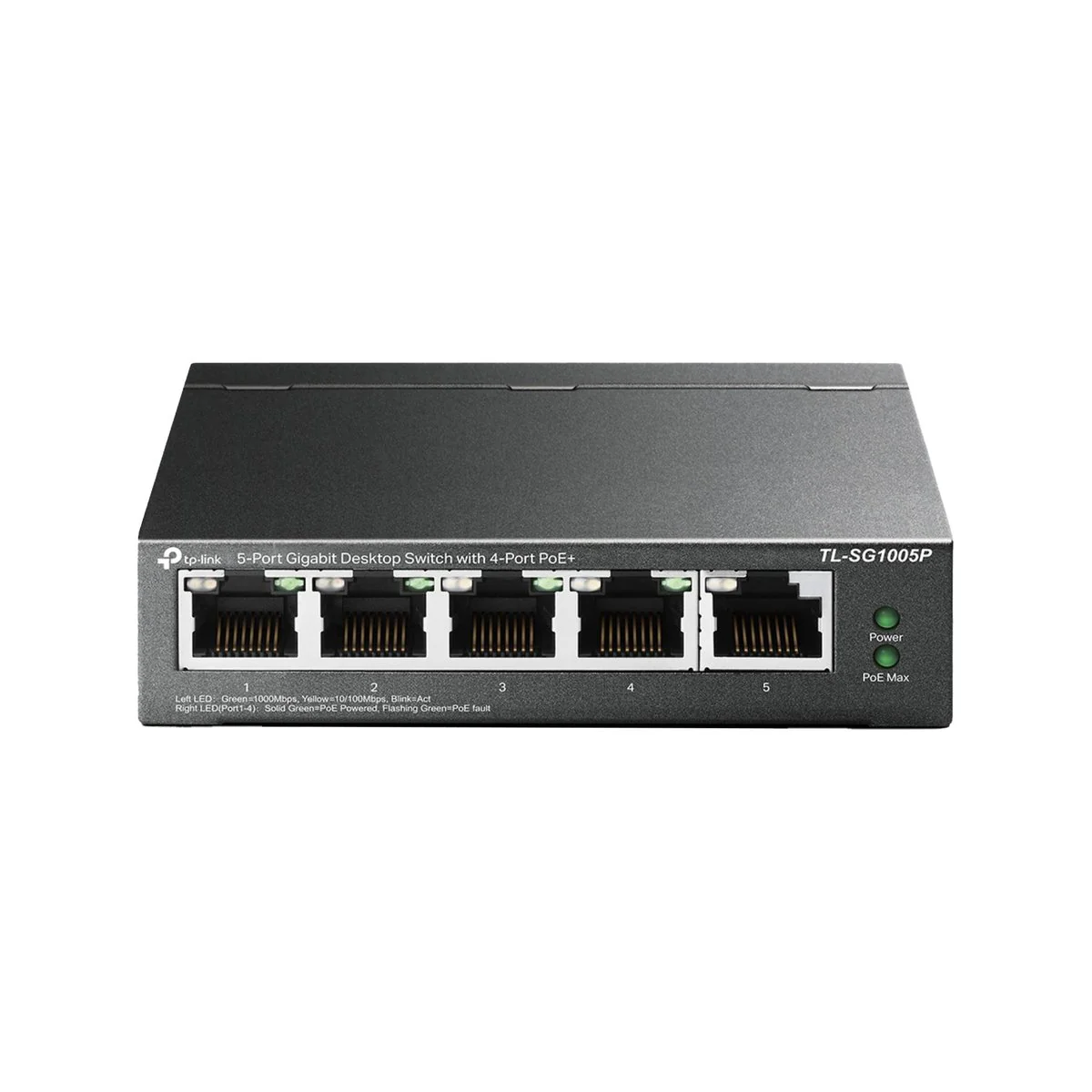 TP-Link 5 Port Gigabit Desktop Switch with 4 PoE Ports - 250m Range - Black