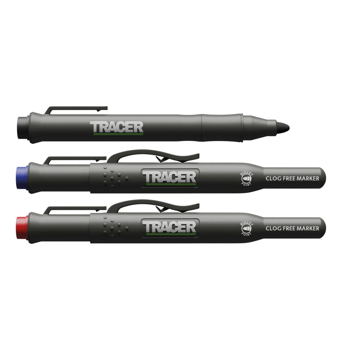 Tracer Clog Free Marker Kit - 3 Pack - 20mm x 155mm - Black Blue Red
