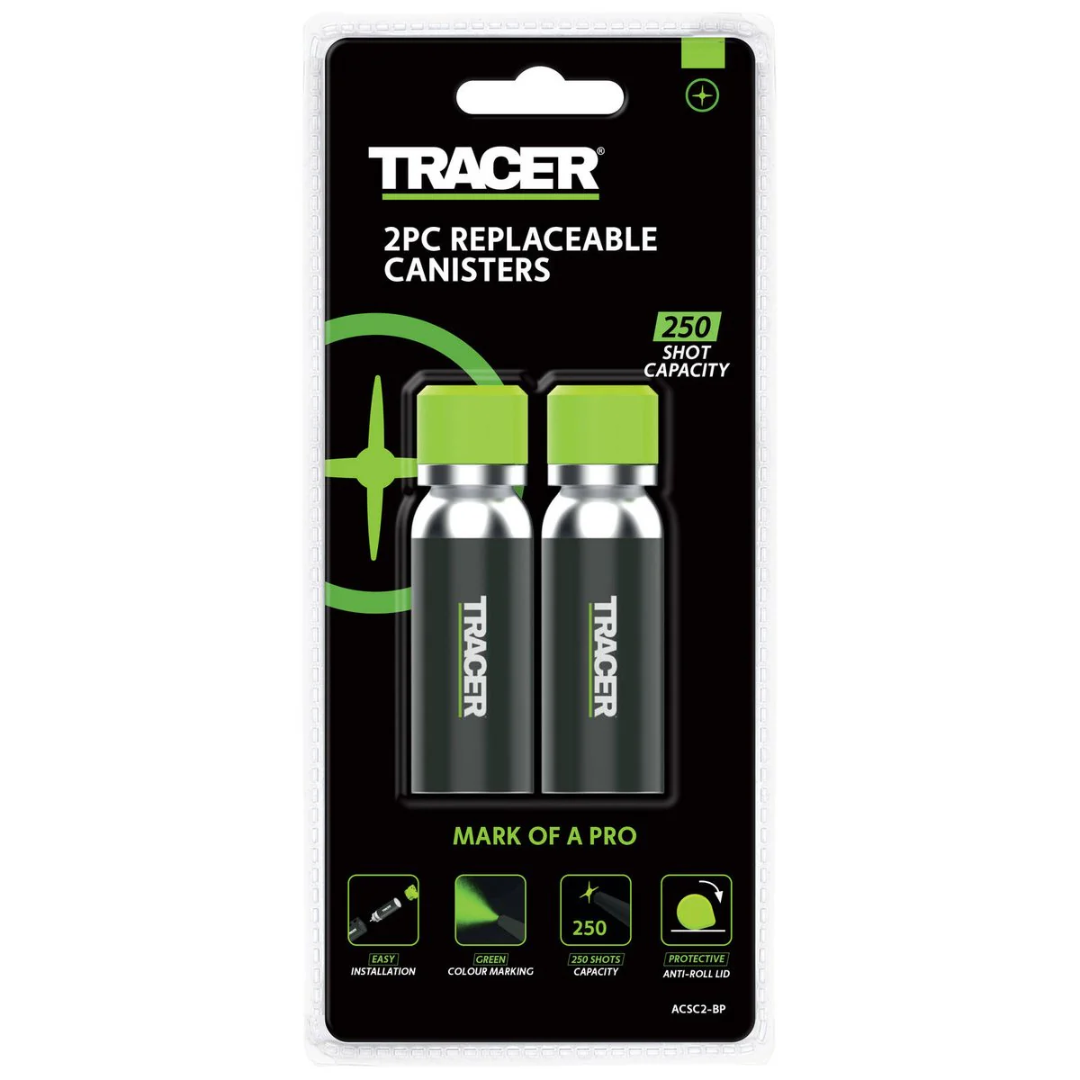 Tracer Trueshot Deep Hole Spray Replacement Cannister 2pc - 250 Marks - Green - Image 2