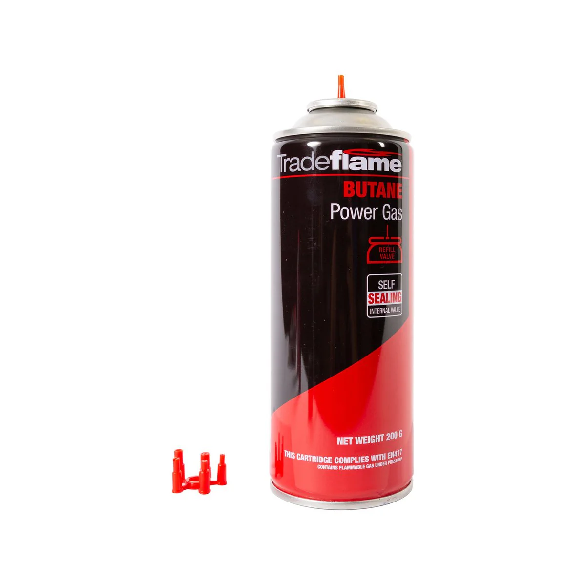 Tradeflame 200g Butane Gas Cartridge Refill Valve - Self-Sealing Valve - EN 417 Certified - Image 3
