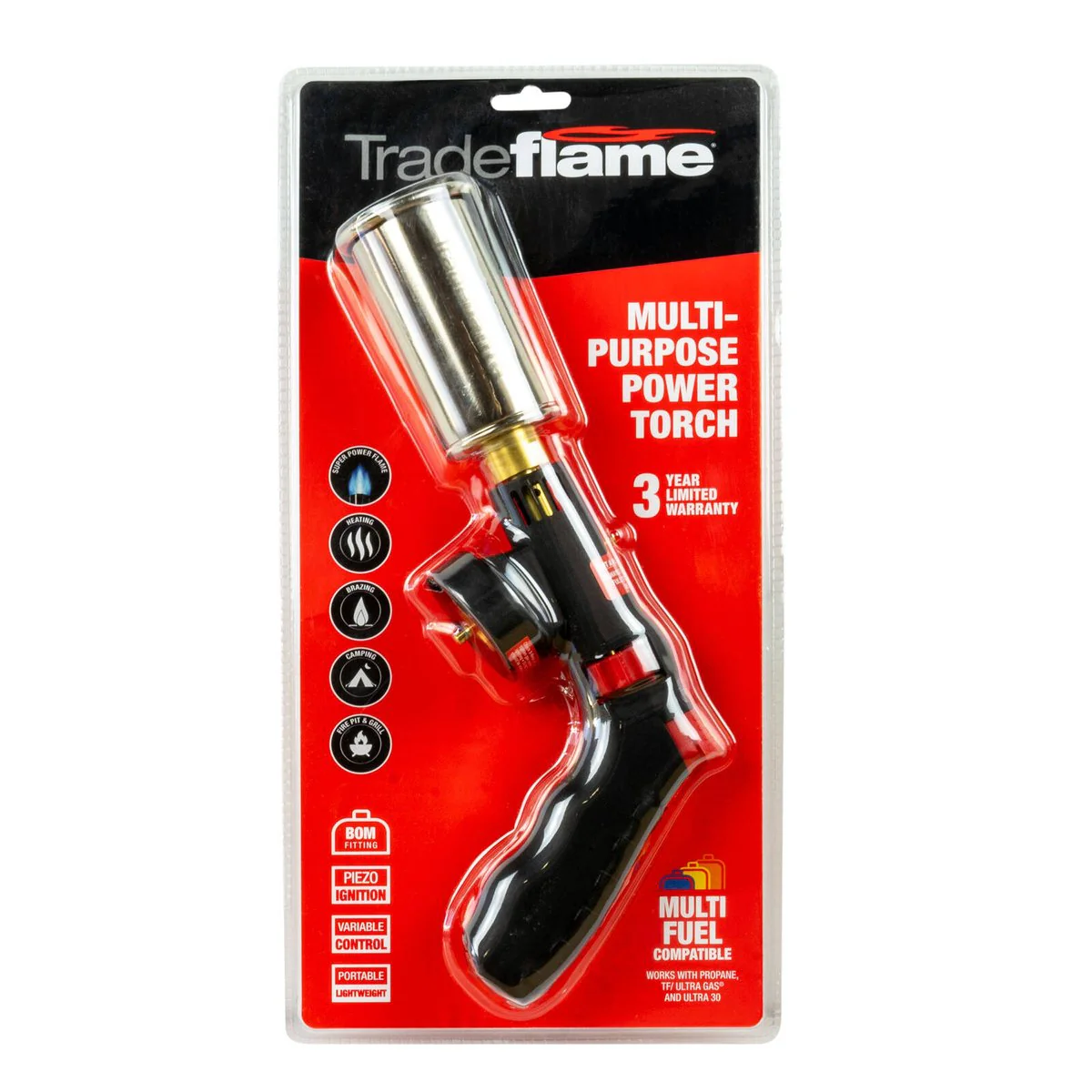 Tradeflame Multi Purpose Power Torch Bom - 45mm x 145mm x 165mm - High Intensity Flame - Safety Cut-Off - Image 2