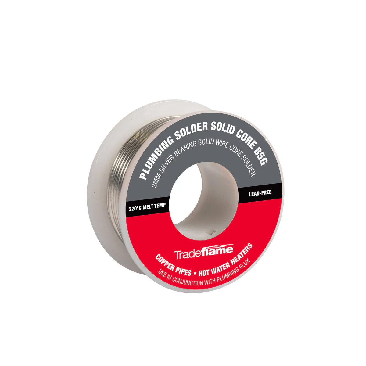 Tradeflame Plumbing Solder Solid Core 85g Lead-Free 3mm Heavy-Duty