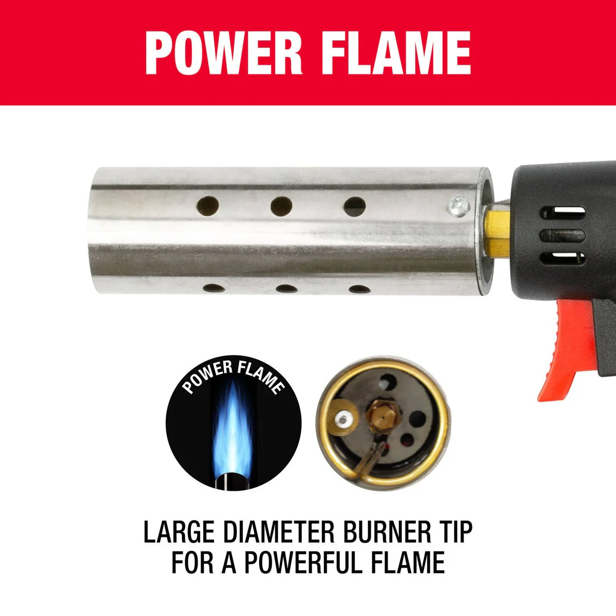 Tradeflame Utility Torch - Stainless Steel & Brass - Variable Flame Control - 14.5mm x 27.4mm x 6.3mm - Image 3
