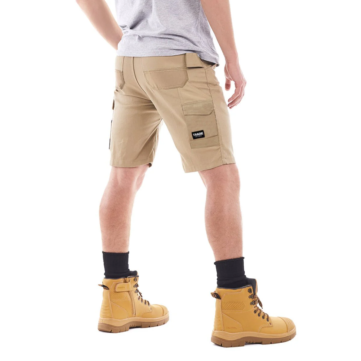 Tradie Core Cargo Shorts 77 - Khaki - Flex Fabric - Comfort & Durability - Image 4