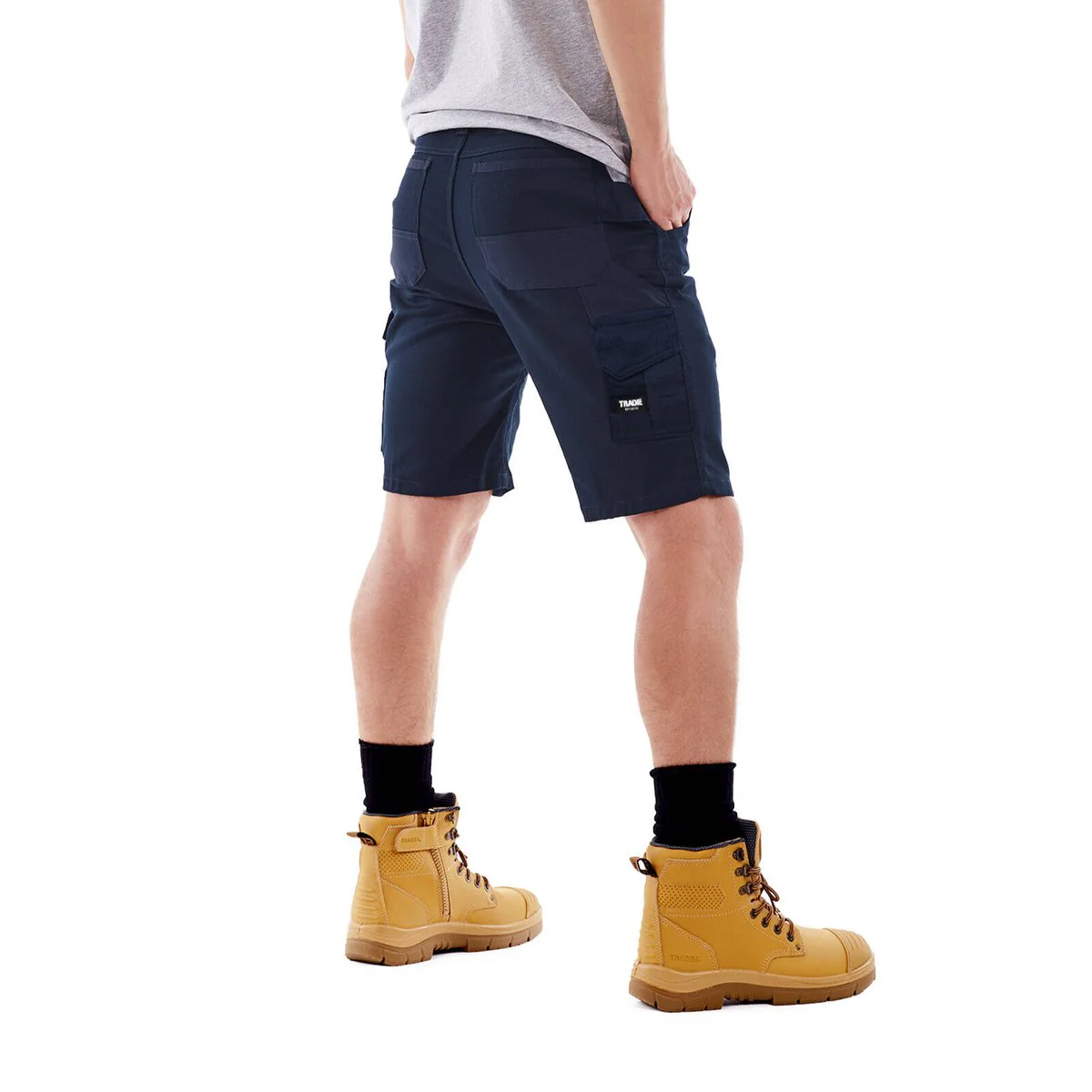 Tradie Core Cargo Shorts 87 - Navy - Flex Fabric - No Ouch Crouch Gusset - Image 4