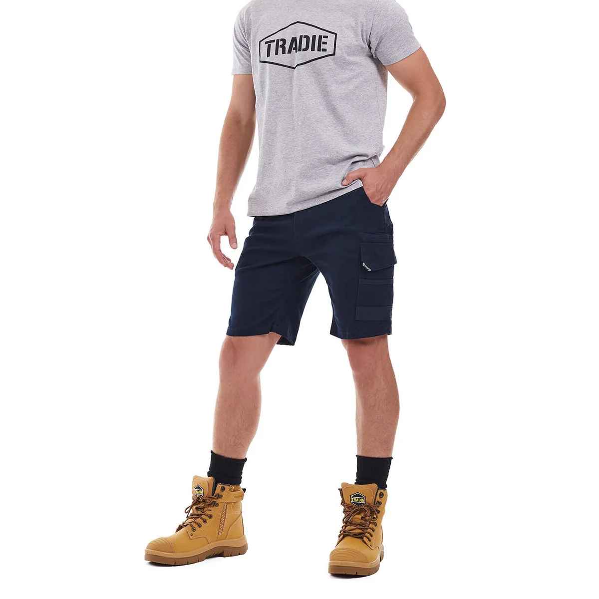 Tradie Core Cargo Shorts 87 - Navy - Flex Fabric - No Ouch Crouch Gusset - Image 5
