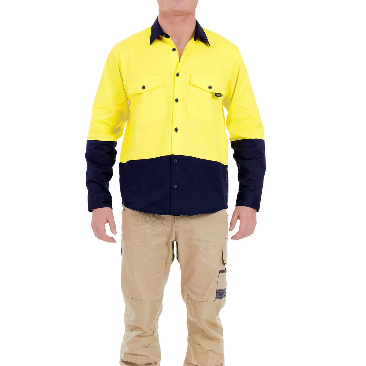 Tradie Core Hi Vis Yellow Long Sleeve Reflective Shirt - Large - Breathable Safety - Image 2