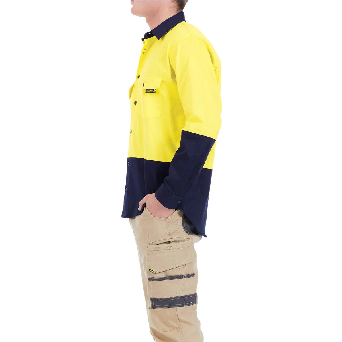 Tradie Core Hi Vis Yellow Long Sleeve Reflective Shirt X-Large - Safety - Comfort - Breathable - Image 3