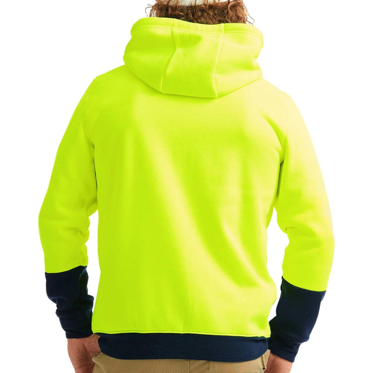 Tradie Hi Vis Yellow Hoodie XL - Comfort - High Visibility - Large Pocket - Image 4