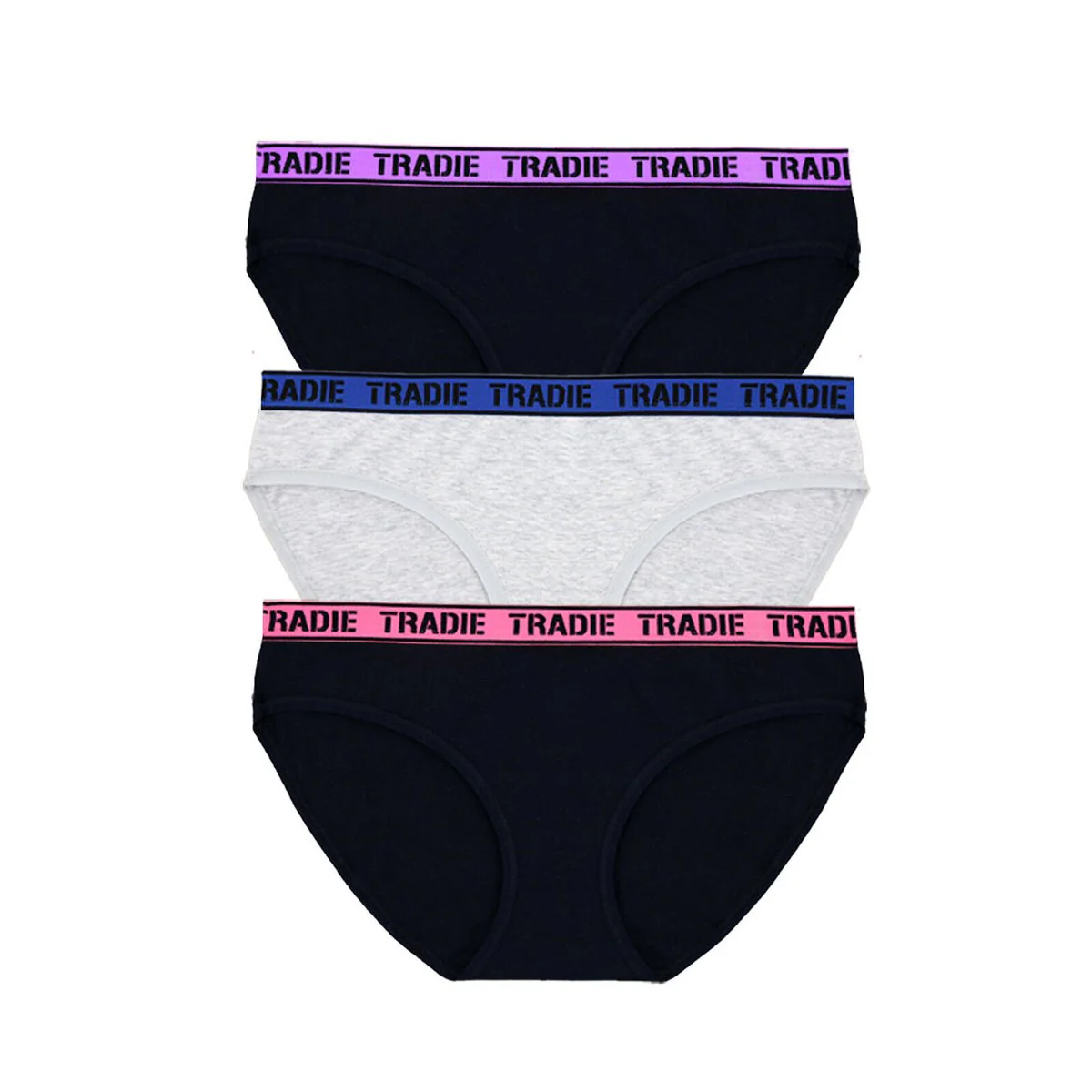 Tradie Ladies Underwear Focus Bikini 3 Pack Size 10 - High Cut Leg - Comfortable