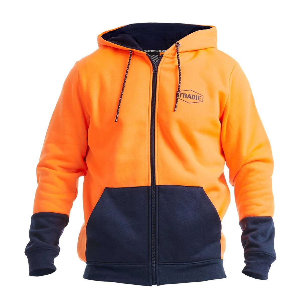 Tradie Orange Hi Vis Hoodie Medium - Soft Fabric - Large Pocket - Safety