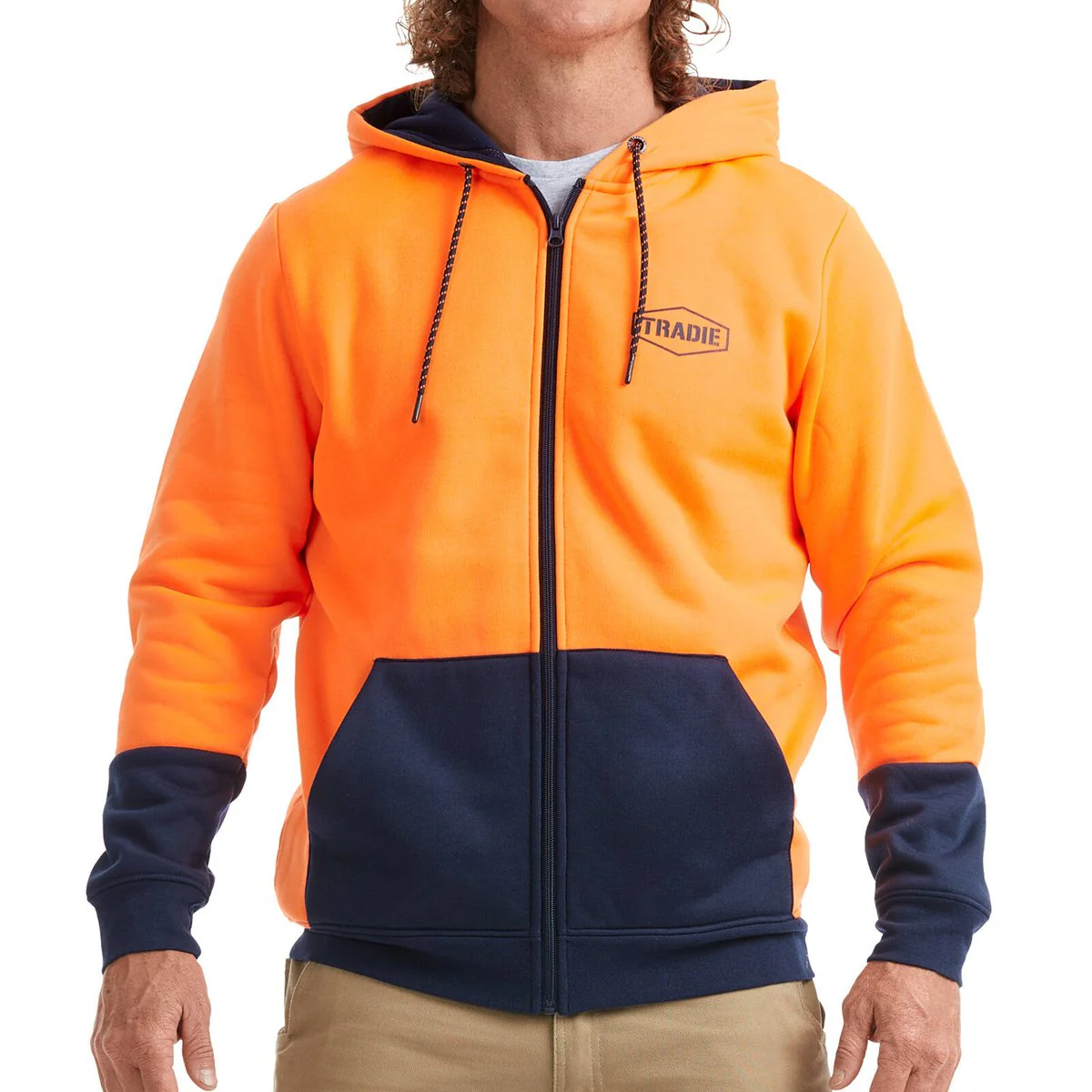 Tradie Orange Hi Vis Hoodie Medium - Soft Fabric - Large Pocket - Safety - Image 2