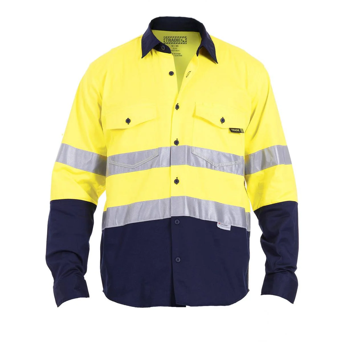Tradie XL Hi Vis Yellow Mens Reflective Long Sleeve Shirt - 150GSM - Breathable - Comfortable