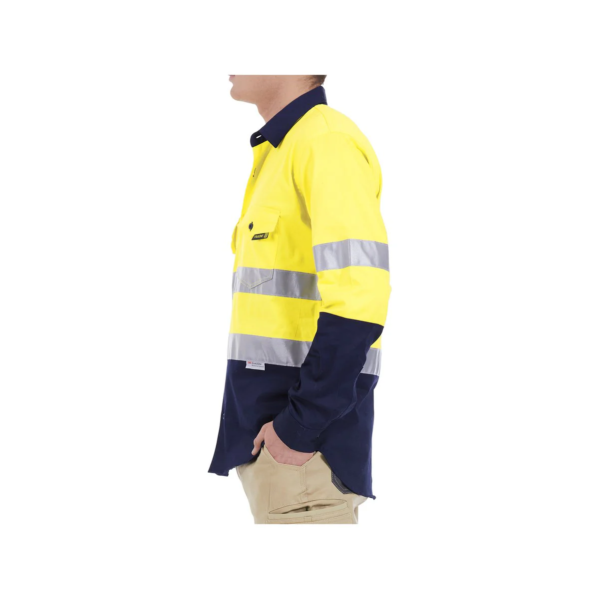 Tradie XL Hi Vis Yellow Mens Reflective Long Sleeve Shirt - 150GSM - Breathable - Comfortable - Image 2