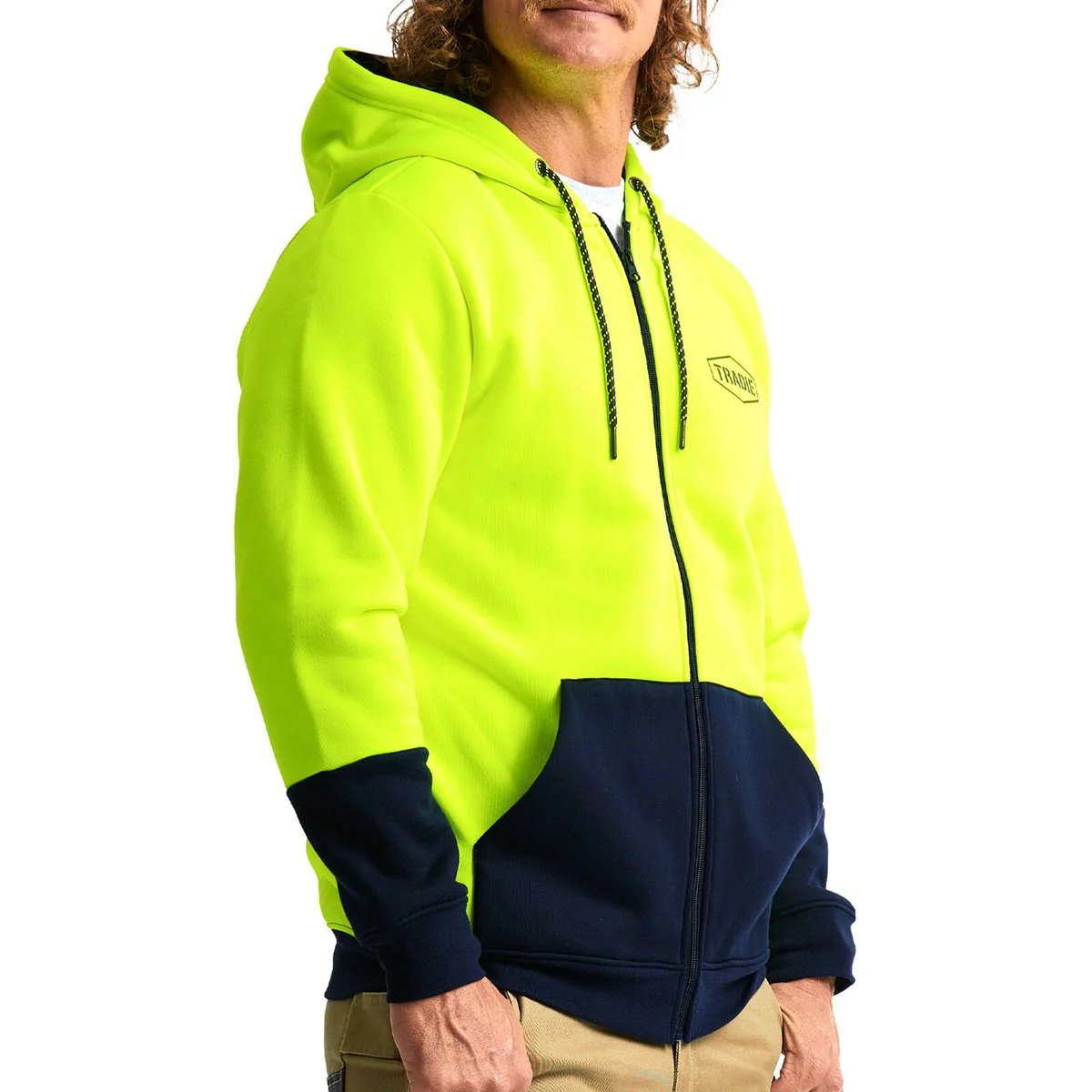Tradie Yellow Hi Vis Hoodie Medium - High Visibility - Comfortable Fit - Image 4