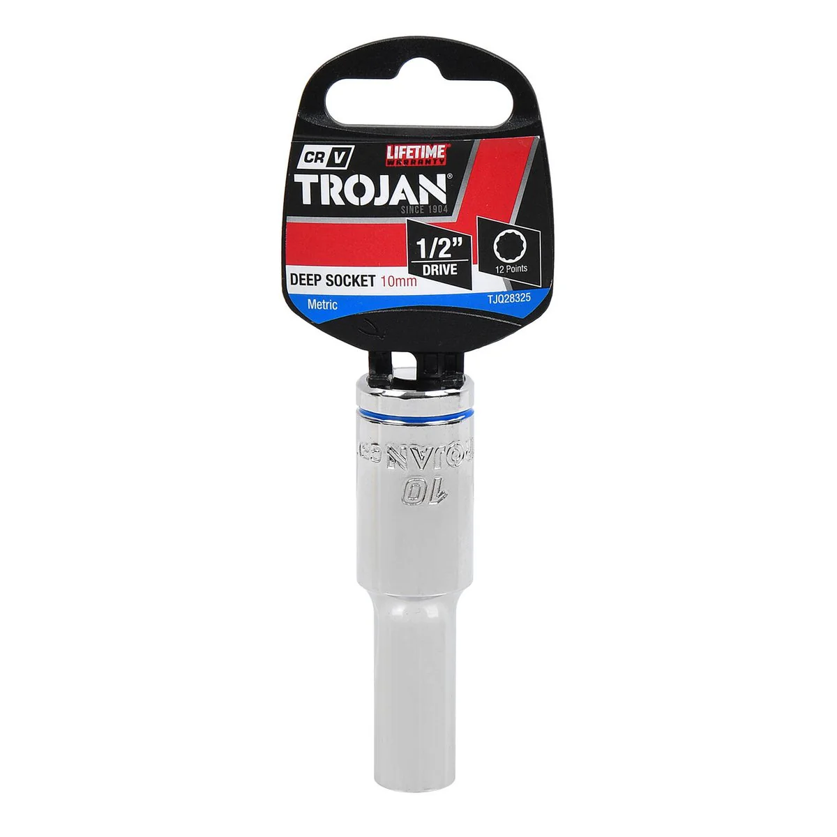 Trojan 1 2dr Deep Socket 10mm - Chrome Vanadium - 12-Point Design - Lifetime Warranty - Image 2