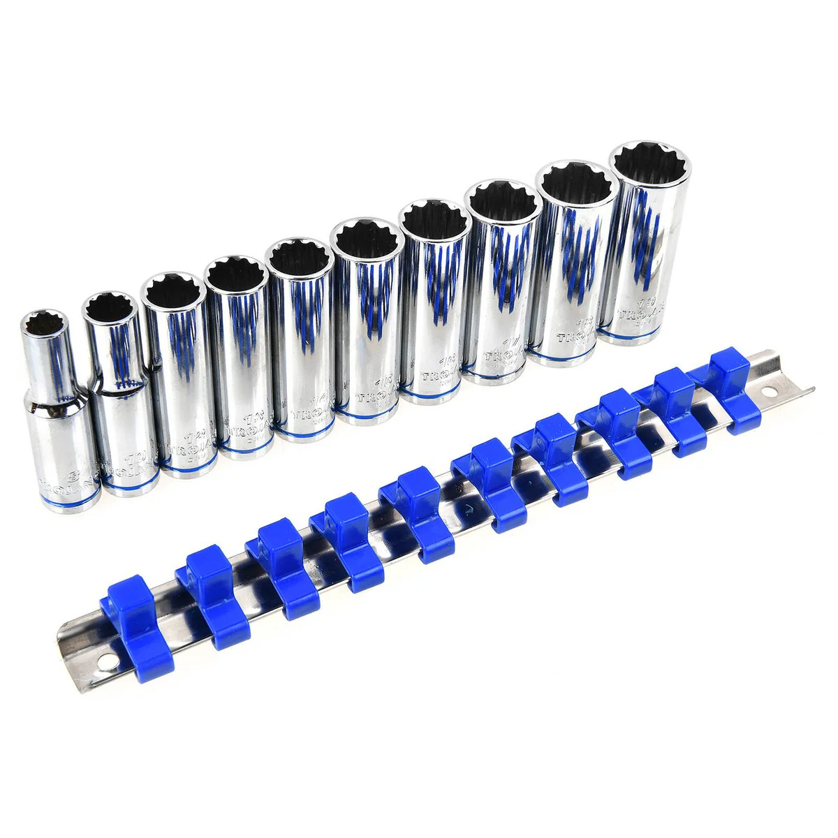 Trojan 10 Piece Deep Socket Set - 3/8" Drive - Chrome Vanadium - 8mm to 19mm - Image 3