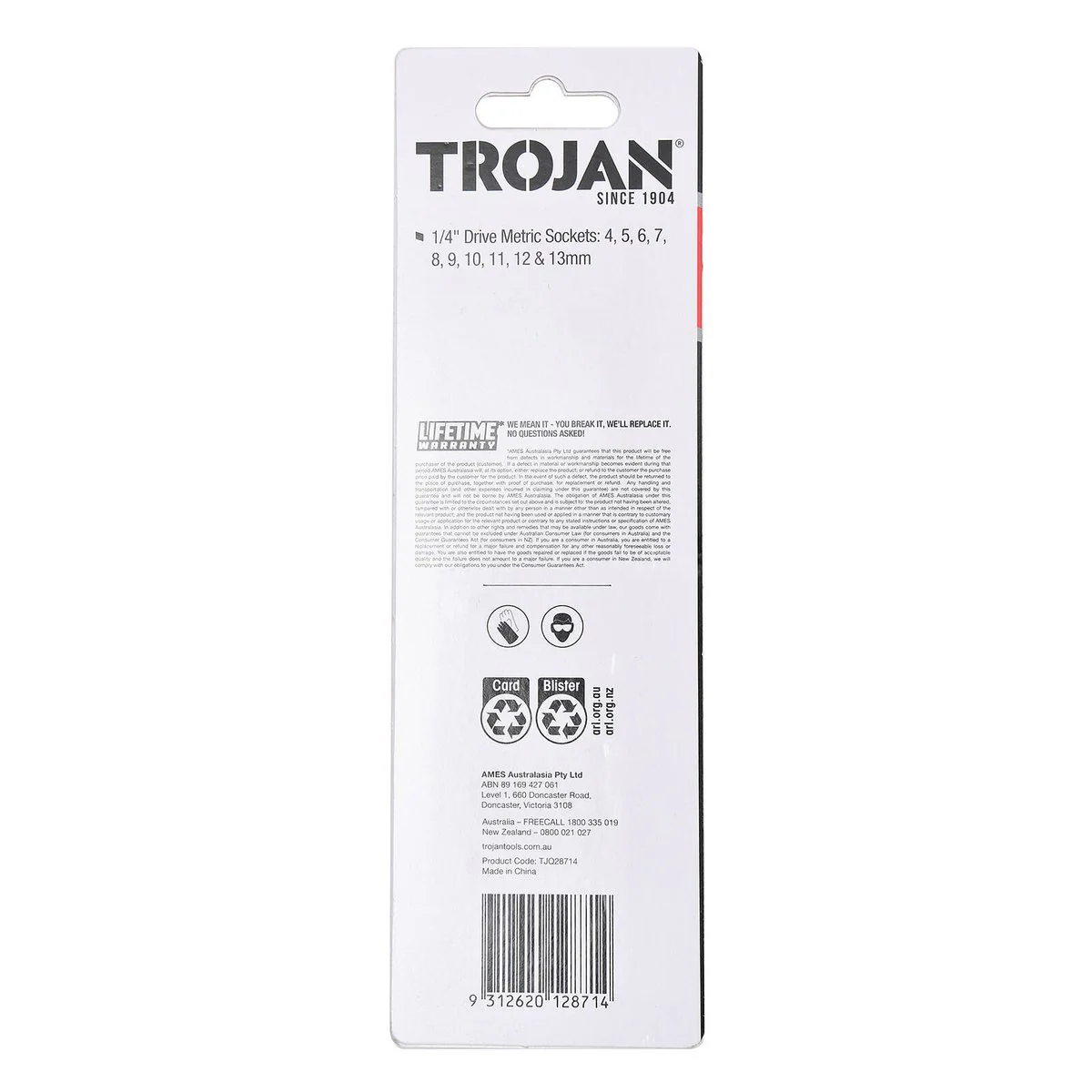 Trojan 10 Piece Socket Rail Set 1/4" - Metric Chrome Vanadium Sockets - Image 4