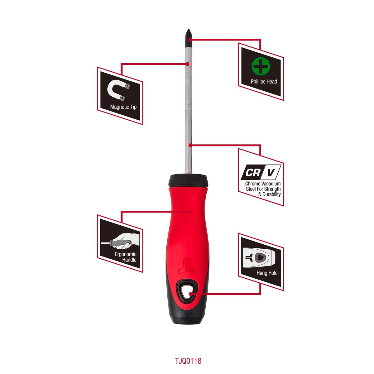 Trojan 100mm No 1 Phillips Screwdriver - Red and Black - 1 Piece - Image 3