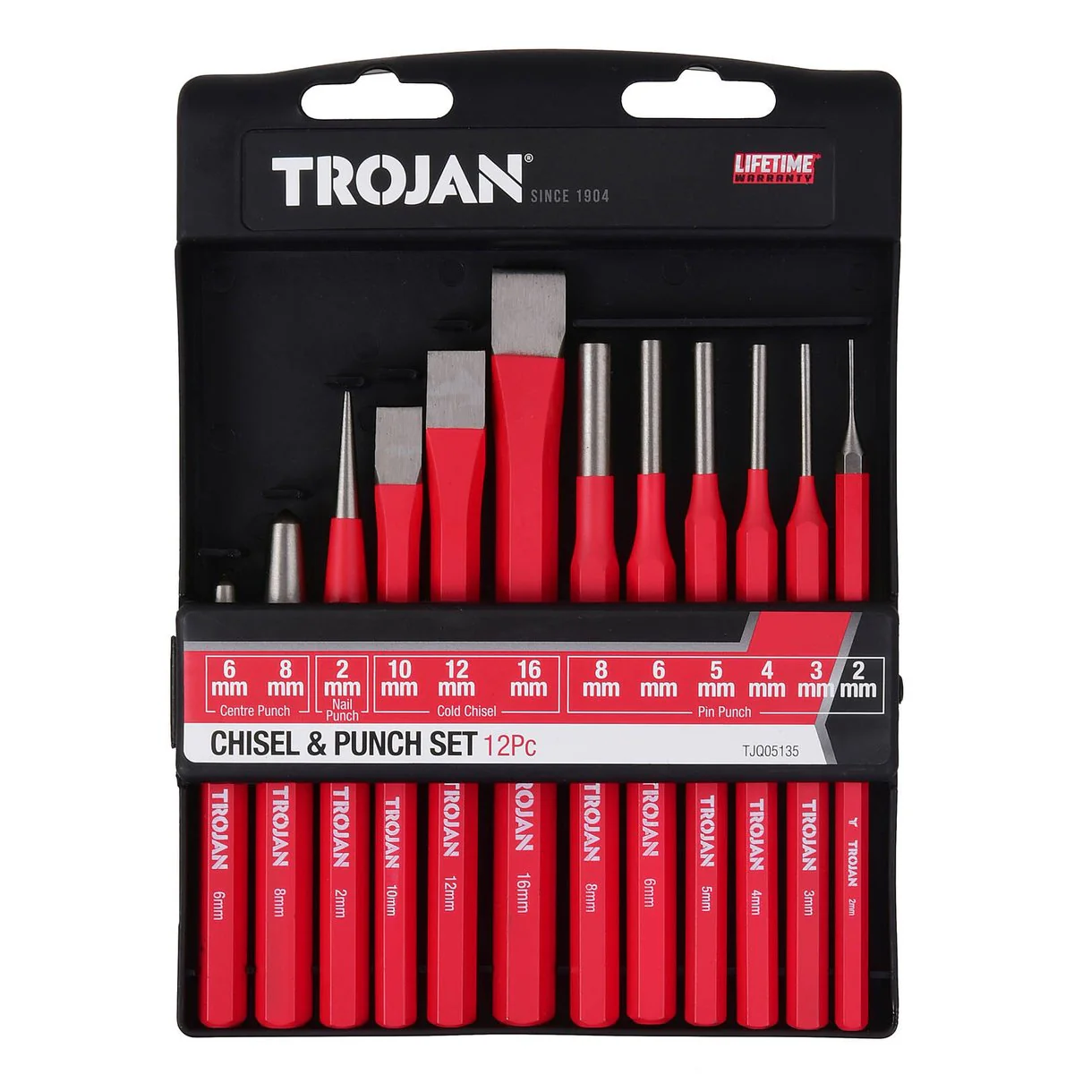 Trojan 12 Piece Chisel and Punch Set - 6mm to 16mm - Durable Tools