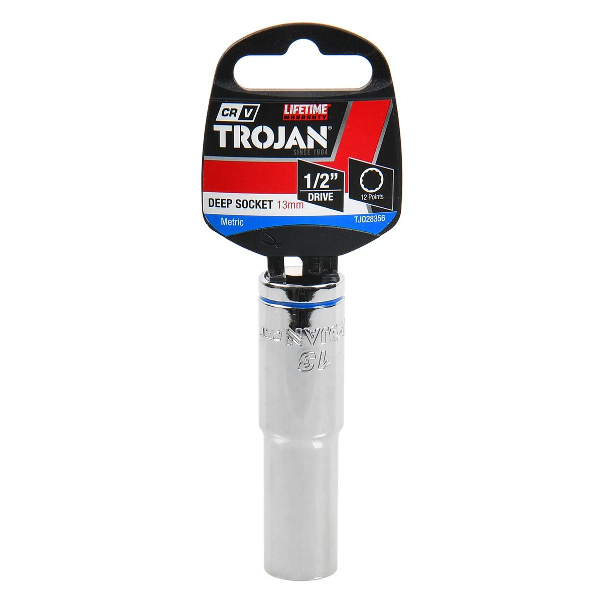 Trojan 13mm Deep Socket 1/2" Drive - Chrome Vanadium - Durable - 12-Point - Image 2