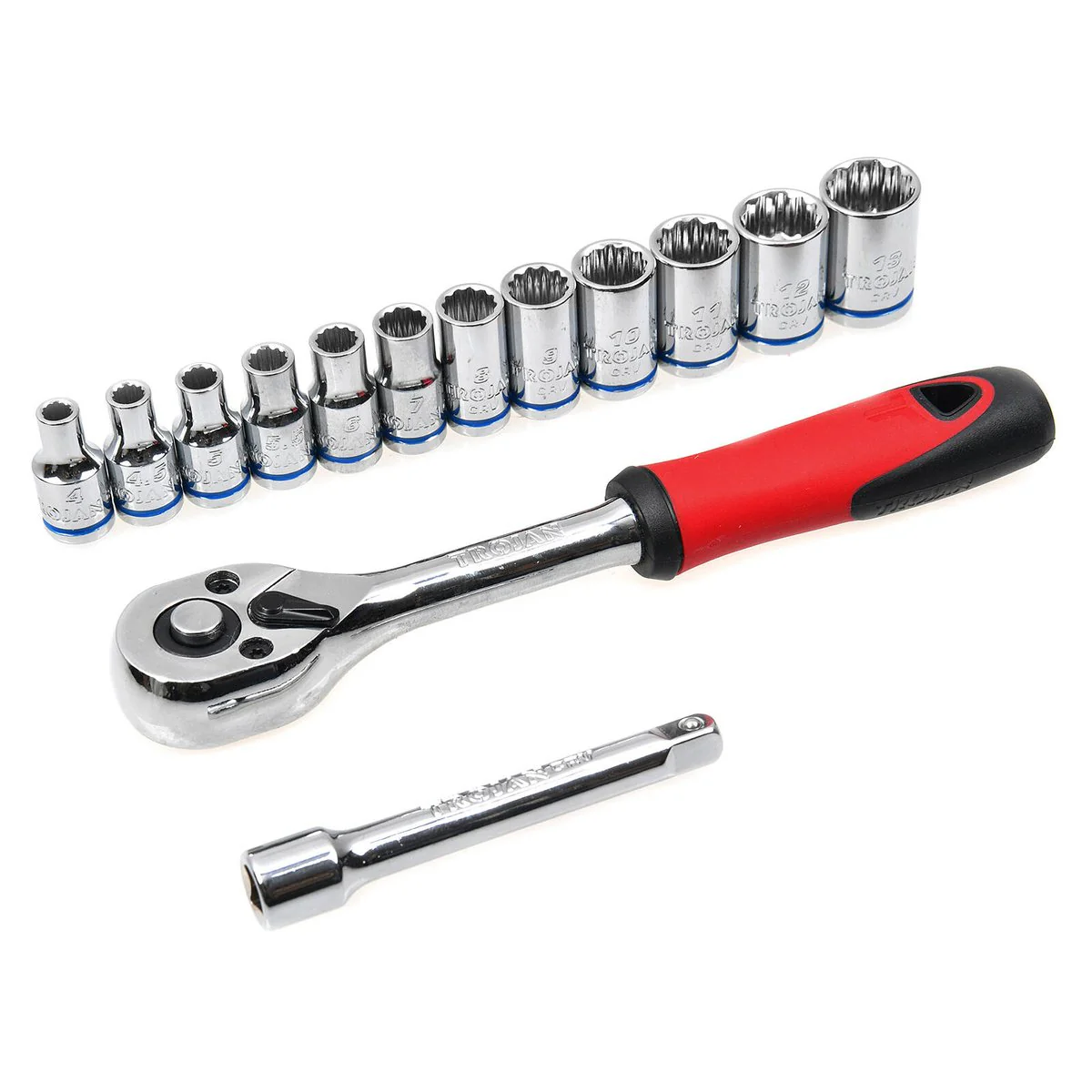 Trojan 14 Piece Socket Set 1/4" - Metric Chrome Vanadium - Lifetime Warranty - Image 2