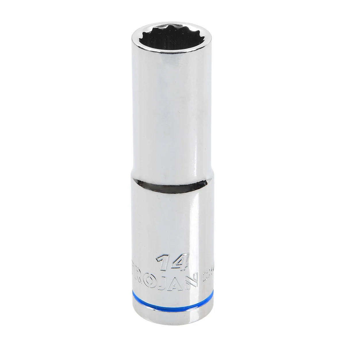 Trojan 14mm Deep Socket 1/2" Drive - Polished Chrome Vanadium - 12 Point